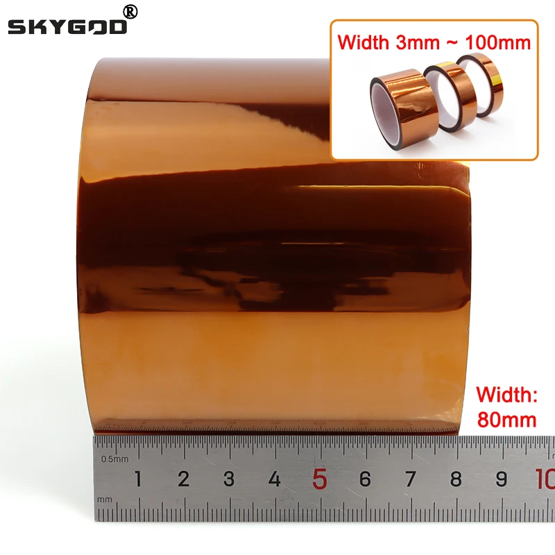 Polyimid-Klebeband, Breite 3 mm ~ 100 mm, 33 Meter, selbstklebendes, hochtemperaturbeständiges Klebeband zum Schutz von Platinen, Batterien, Isolierung und Abdichtung