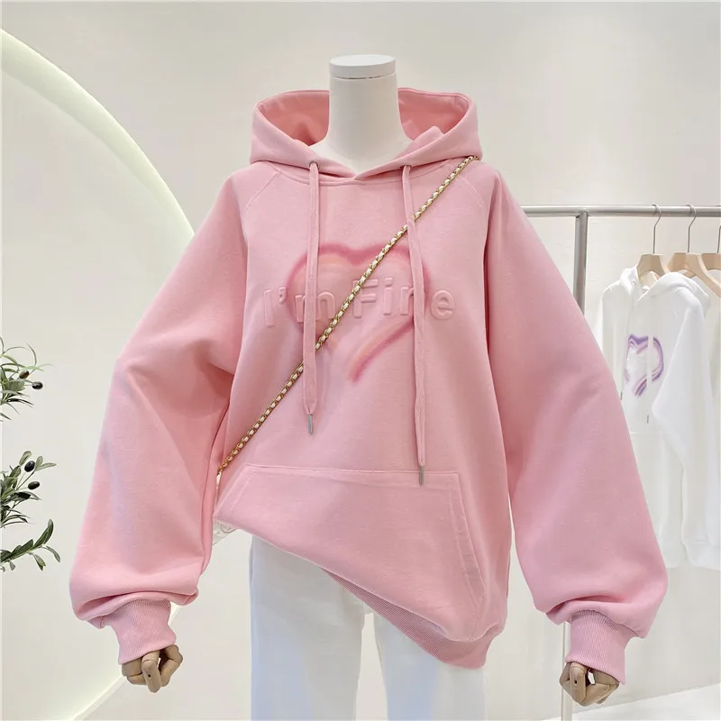 Spring Autumn Women Hoodie Korean Fashion Sweatshirt Print Letters Harajuku Long Sleeve Bottoming Pullover Female