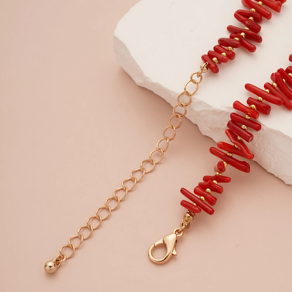 New Fashion Boho Natural Irregular Red Coral Necklace Vintage Choker charms for jewelry making Item ﻿