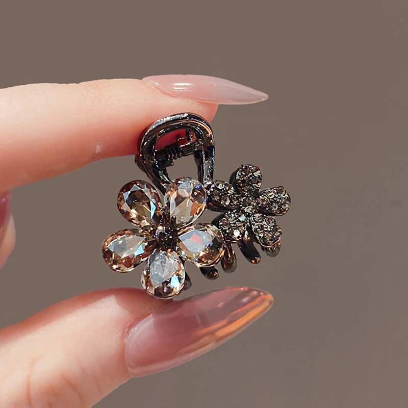 High-end Crystal Flower Hair Clip Small Exquisite Side Clip Princess Head Clip Sweet Female Hair Slide