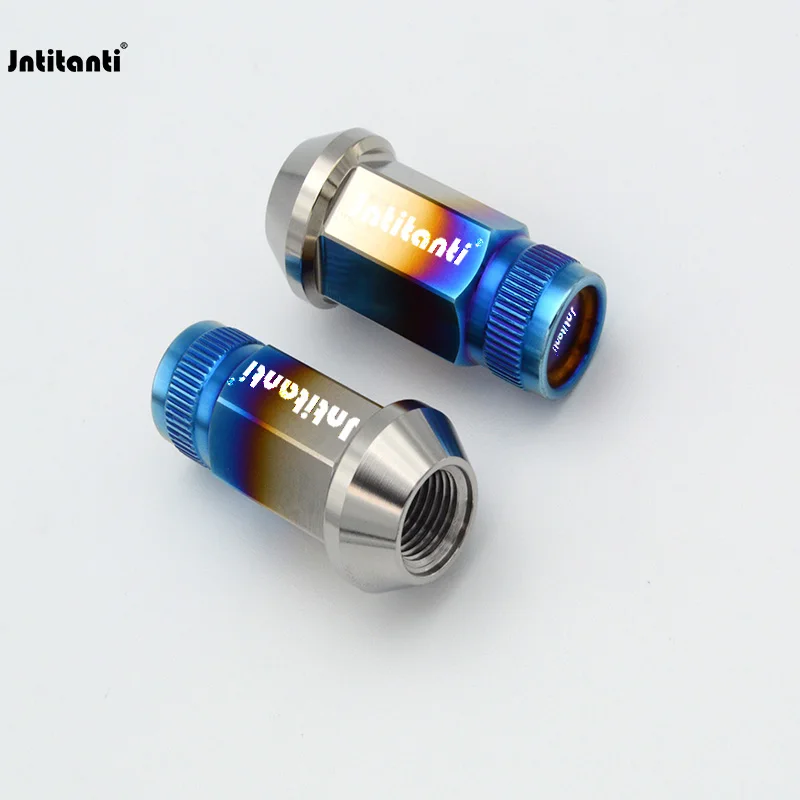 

Jntitanti Gr.5 titanium Closed End Cone Seat Wheel Nut with knurling M12*1.5/1.25*45mm for Toyoto,Mazda,Honda,Acura,Scion,Lexus