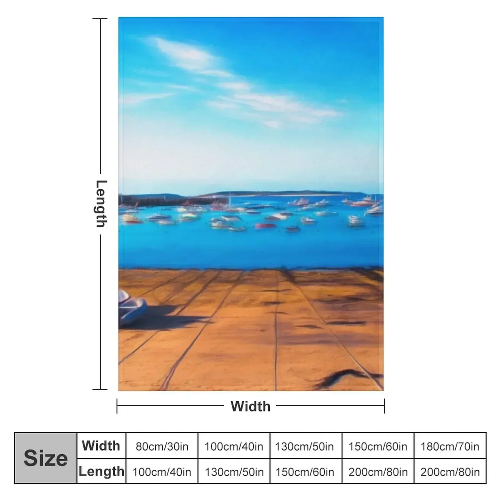 Town Beach water colour Throw Blanket couch cozy soft plush fuzzy picnic outdoor blanket