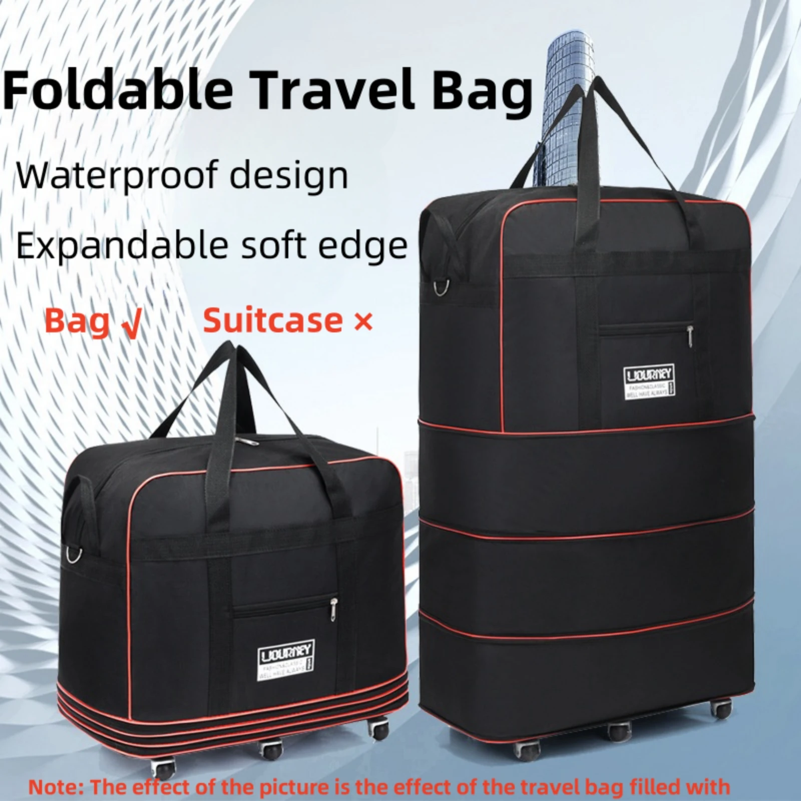 1PC Large Capacity Expandable Wheeled Travel Bag, 6 Wheels Folding Waterproof Duffel Bag, Multifunctional Travel Bag