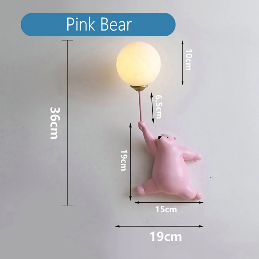 Imagem -06 - Sanyha-bear Led Wall Lamp For Childrens Room Moon Ball Lights For Kids Bedroom Bedside Home Decor Corridor Nursery Sconces