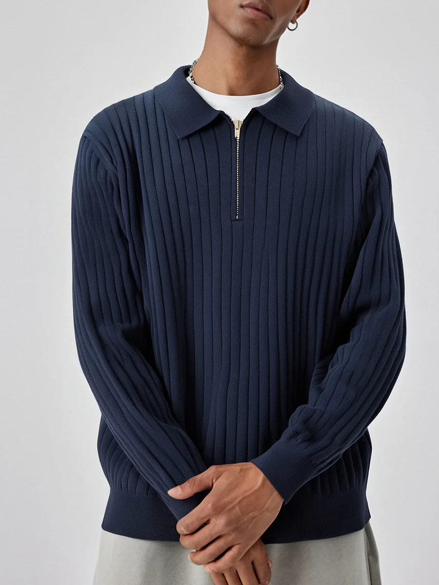 

Retro Sle Long Sve Knitted Sweater Collared Men's Faion Autumn Winter Polyester Fiber Casual Wear Daily Look