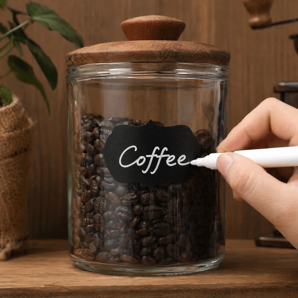 72pcs Reusable Waterproof Blackboard Stickers Removable Erasable Kitchen Sticker Labels Bottle Organizer Labels Kitchen