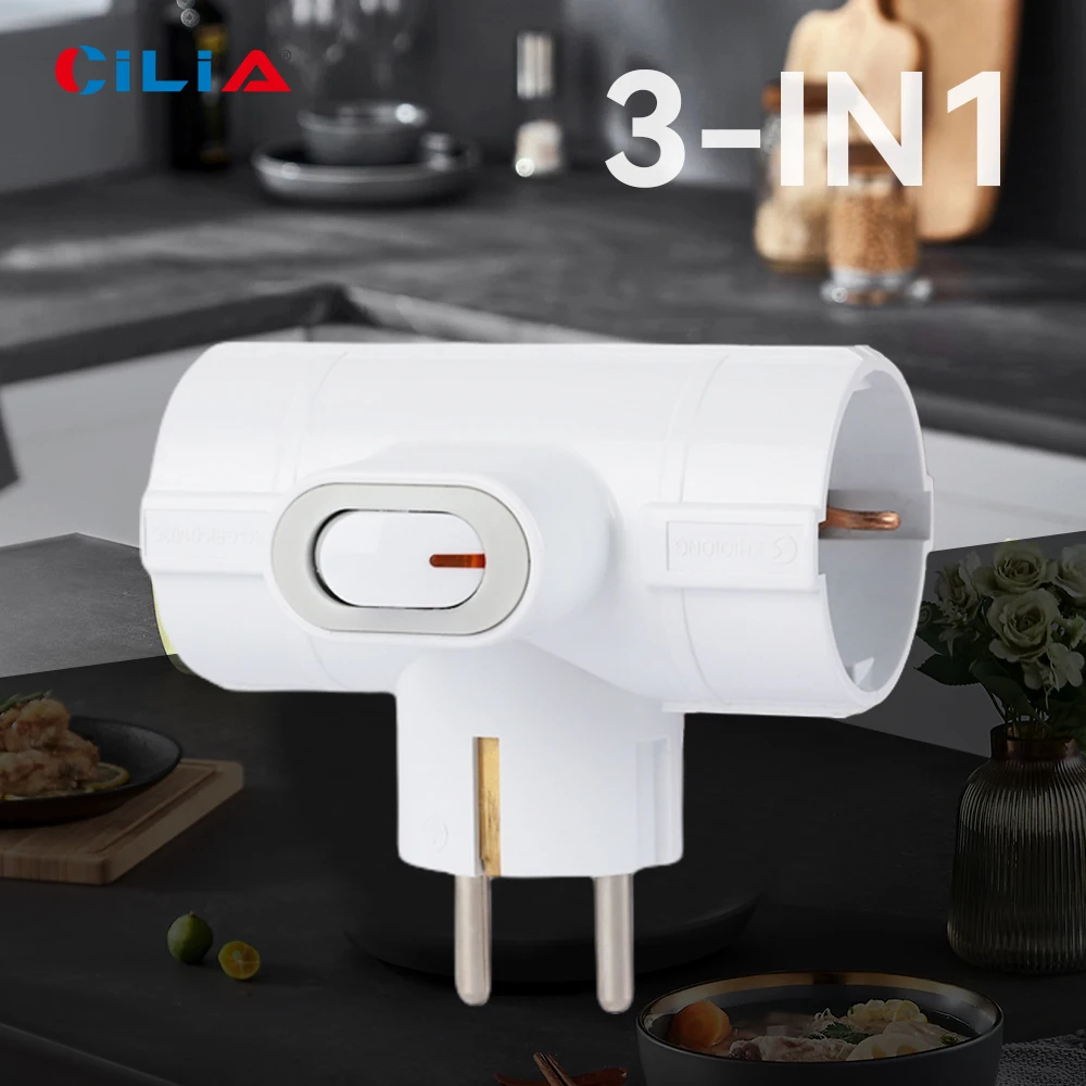 

1/2 шт., электрическая розетка европейского стандарта для настенного крепления с независимым выключателем, 3 розетками, емкостью 2500 Вт