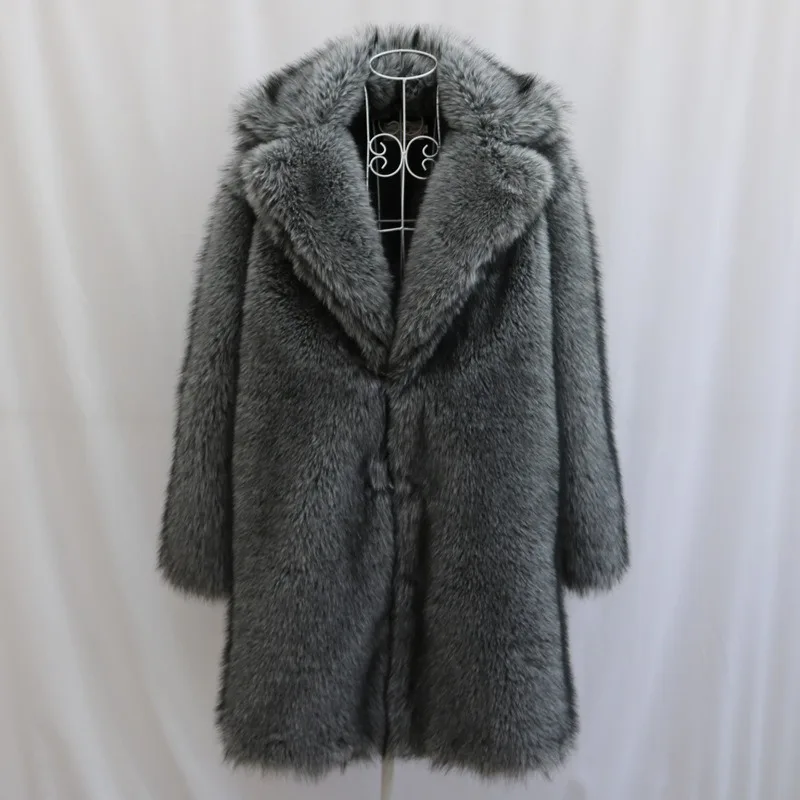 Men's Clothing Fur Coats Faux Fox Fur Long Coats Overcoats Plus Sizes Winter Thickened Warm Mink Fur Windbreakers Jacket Winter