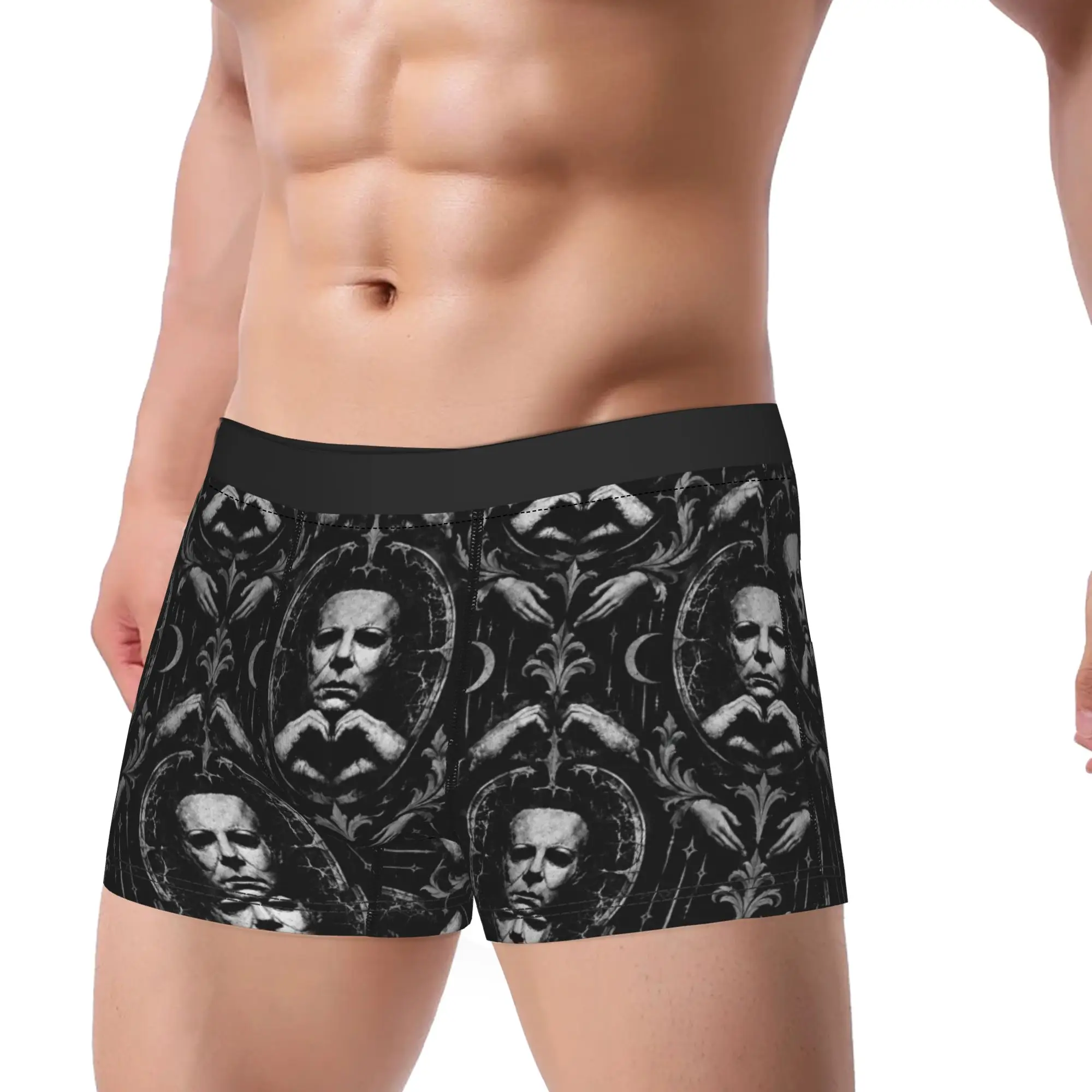 Slasher Heart Hands Creepy Halloween Masked Horror Trunk  3D Pouch Underwear Boxer Brief Classic Man Underpants Plus Size 2XL