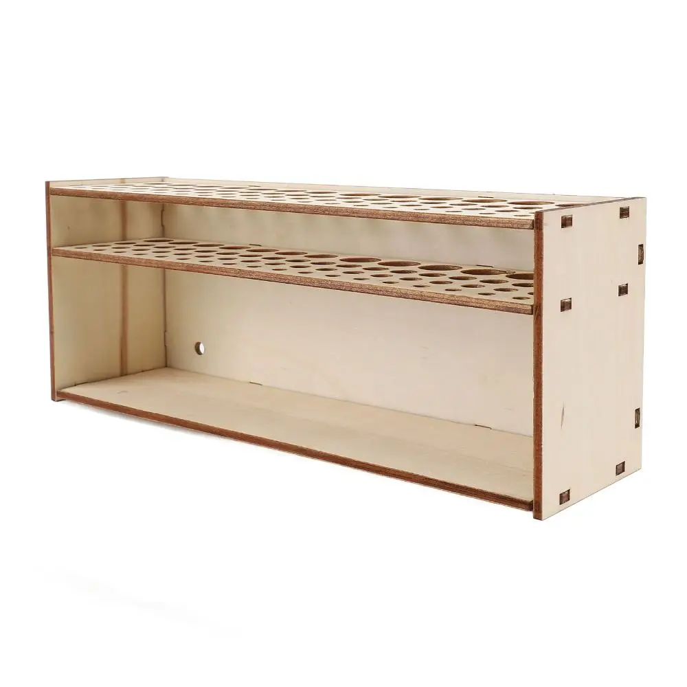 Wooden Paintbrush Organizer Space Saving Multi Hole Brush Holder Open Slot Structure Natural Wood Style Pencil Holder