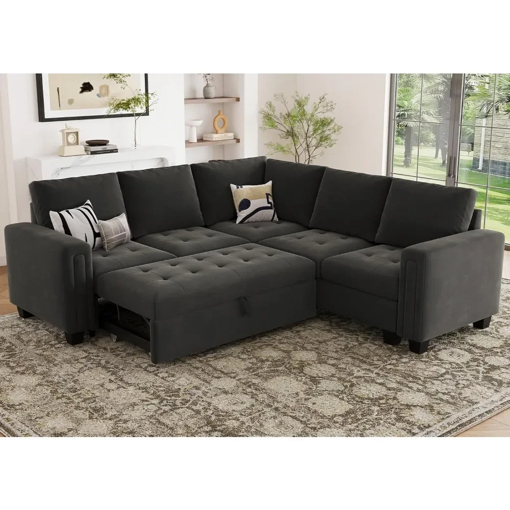 Sofa Bed Modular Sectional Sleeper Sofa  Pull Out Couch Bed Velvet Convertible L Shaped Sectional Couch Living Room Apartment