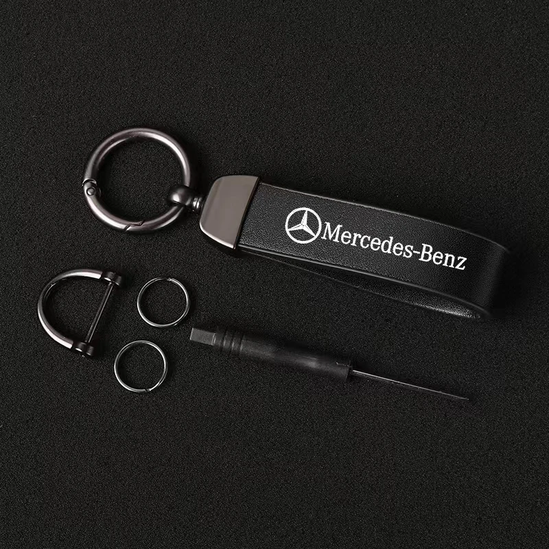 Auto Keyring Carbon Leather Luxury Car Keychain For Mercedes Benz W203 W204 W205 W176 W166 W212 213 CLS GLK ML A B C E R SClass