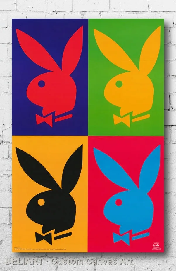 

PLAYBOY BUNNY - COLOR LOGOS VINTAGE Canvas Poster (2091) Custom Size Available Room Decoration Home Decor Wall Art