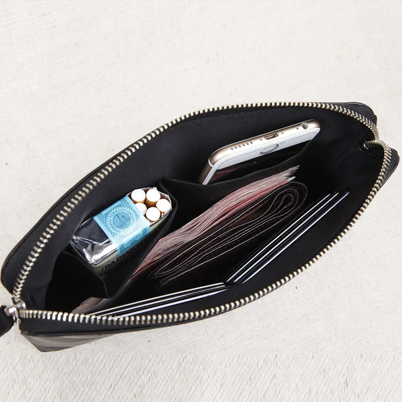

Genuine Leather Handbag Soft Leather Clutch Long Large Capaci Cowhide Busin Casual Mobile Phone Bag Handheld Bag for Men