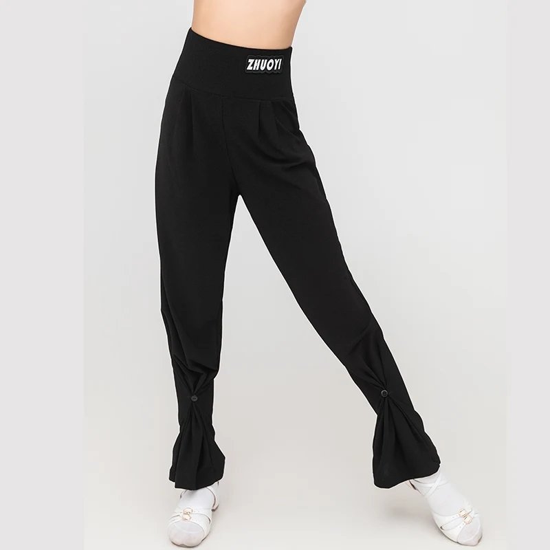 

2024, детская одежда для латинских танцев, черные брюки для латинских танцев для девочек, профессиональная тренировочная одежда, брюки-морковка для ча-ча-румбы, DNV22203