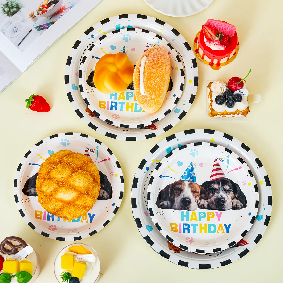 10/25/50pcs Dog Themed Happy Birthday Disposable Paper Plates Puppy Print Party Plates for Kids or Pet Birthday Supplies view 2