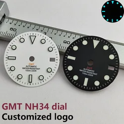 NH34 dial 28.5mm GMT dial white black scale orange red GMT suitable for NH34 automatic mechanical movement BGW9 lume