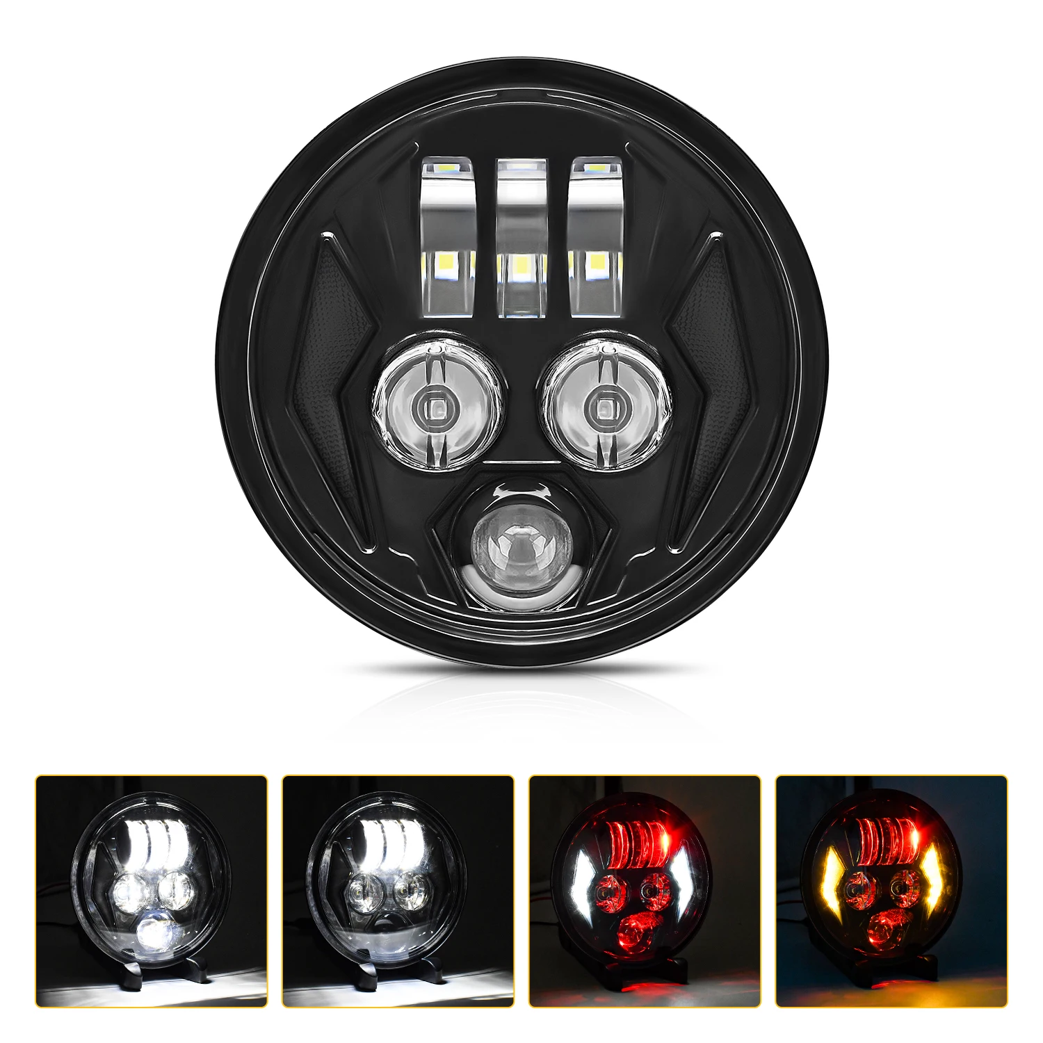 Fotografia 6: Farol LED de 5 3/4 polegadas (5,75 polegadas) para motocicletas Dyna Softail Sportster 883 XL883 FXCW