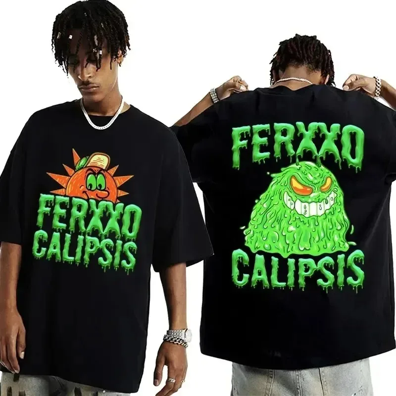 

Рэпер Feid Ferxxocalipsis Album Tour 2024, летняя двусторонняя футболка с рисунком, мужская модная футболка большого размера в стиле ретро, топ Y2k