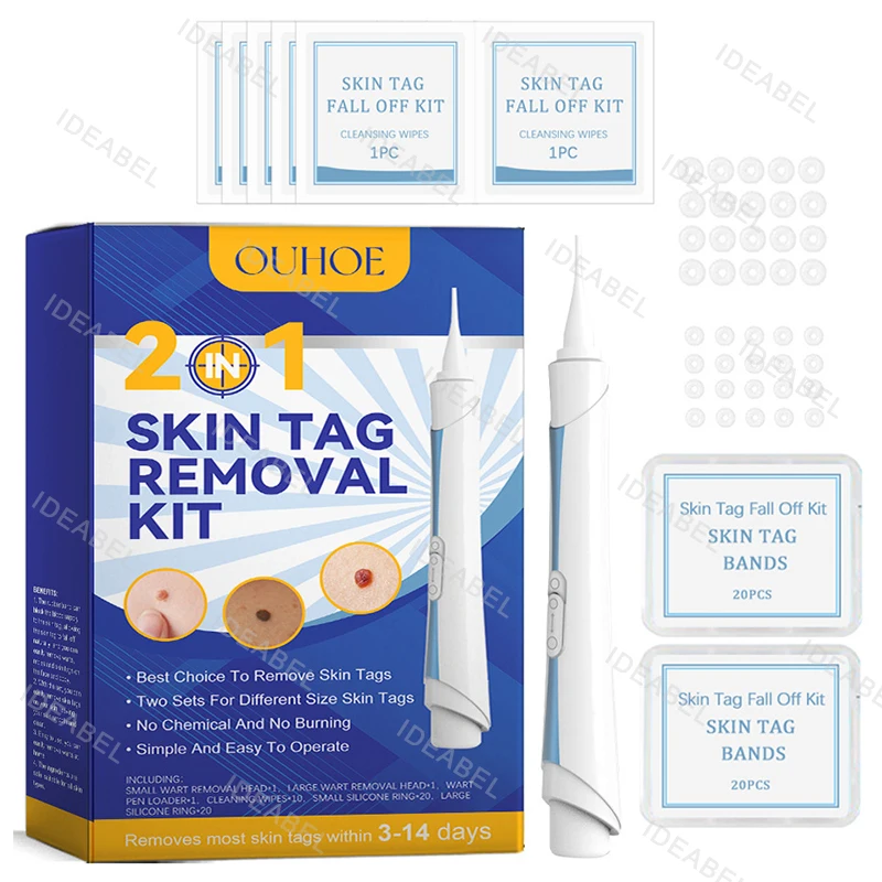 2 in1 무통증 피부 태그 점 제거 키트 클리닝 도구 얼굴 피부 관리 바디 점 치료 제거기 뷰티 헬스