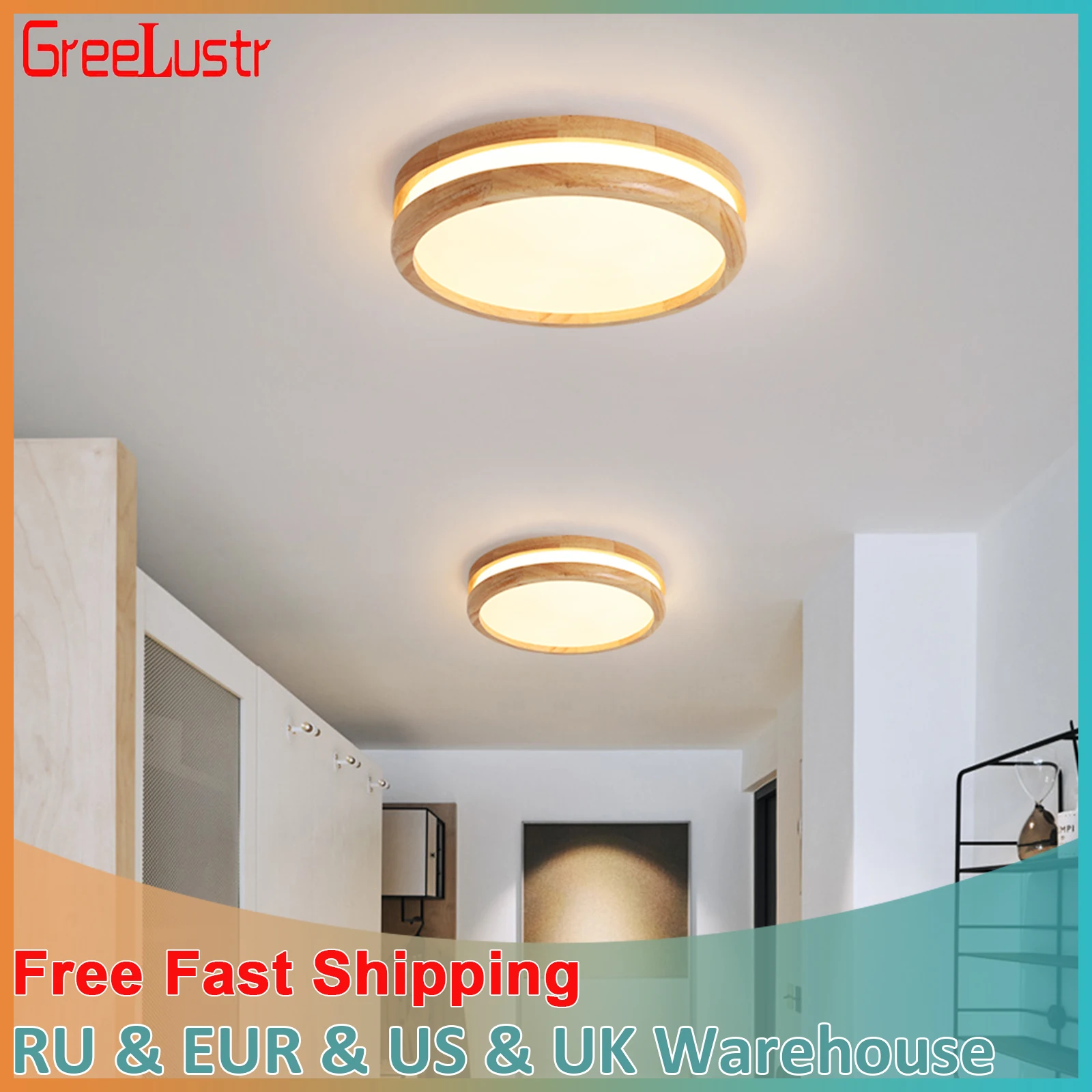 Minimalist Wooden Ceiling Lamp Modern Home Decor Led Bedroom Living Room Asile Corridor Light Balcony Simple Chandelier Luminair