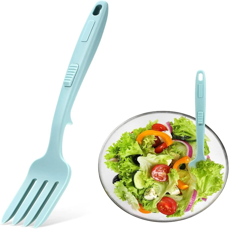 Innovative Pasta Fork with Push Release Slider Heat Resistant Noodle Salad Server Creative Kitchen Gadget Easy Food Release Bbq