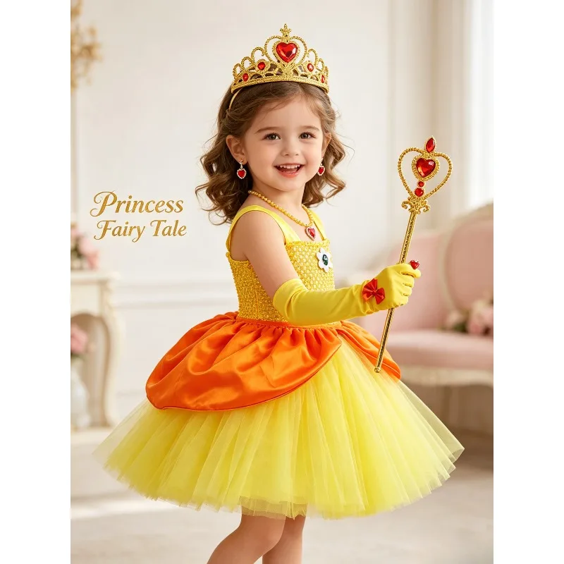 

Fairy Princess Layered Tutu Cake Dress Set With Crown Wedding Holiday Carnival Birthday Party Stage Performance Cosplay Costume