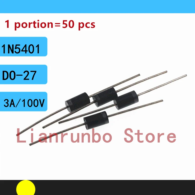 50PCS/Lot 1N5401 IN5401 3A/100V DO-27 rectifier diodes DIP