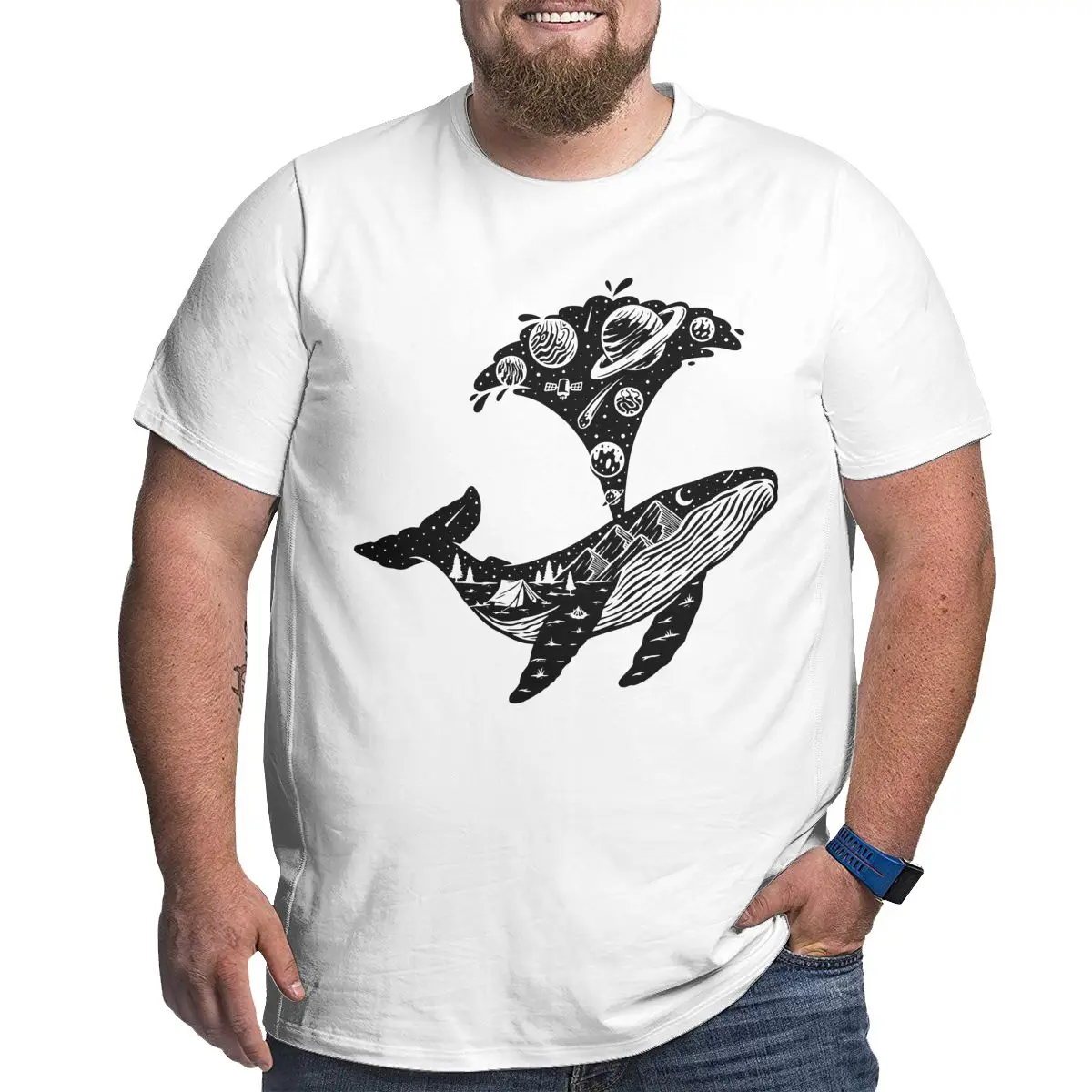 

Astronaut Graphic Men's T-Shirts Plus Size Cotton T Shirts for Big and Tall Man Short Sleeve Large Top Tees 1X-6X Clothes Gifts