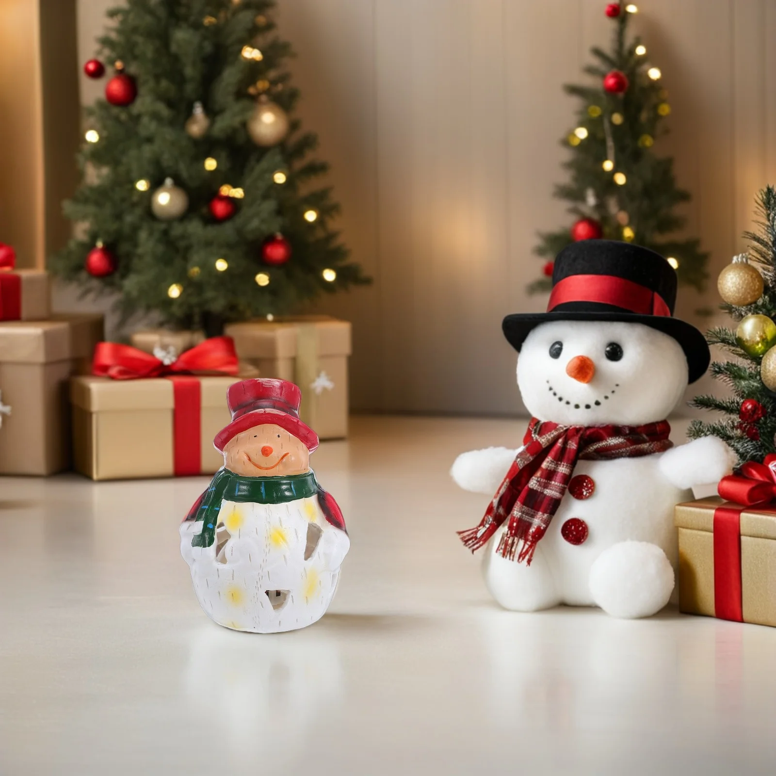 

Christmas Resin Snowman Night Light LED Glowing Winter Xmas Tabletop Lamp Holiday Home Decor Lighting Snowman LED Night Light
