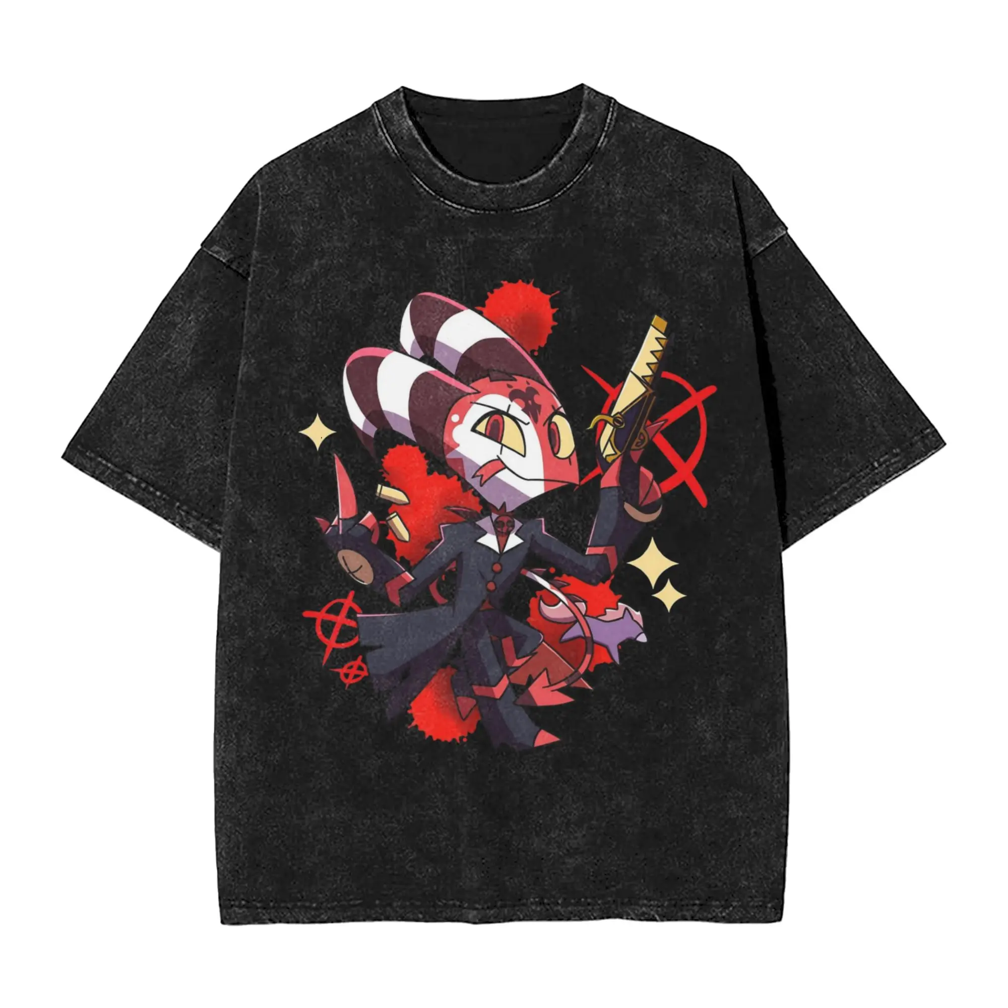 

Helluvas Bosses Cartoon T-Shirt Summer Y2K Retro T Shirts Casual Trendy Cool Tshirt For Men Short Sleeve Simple Clothes