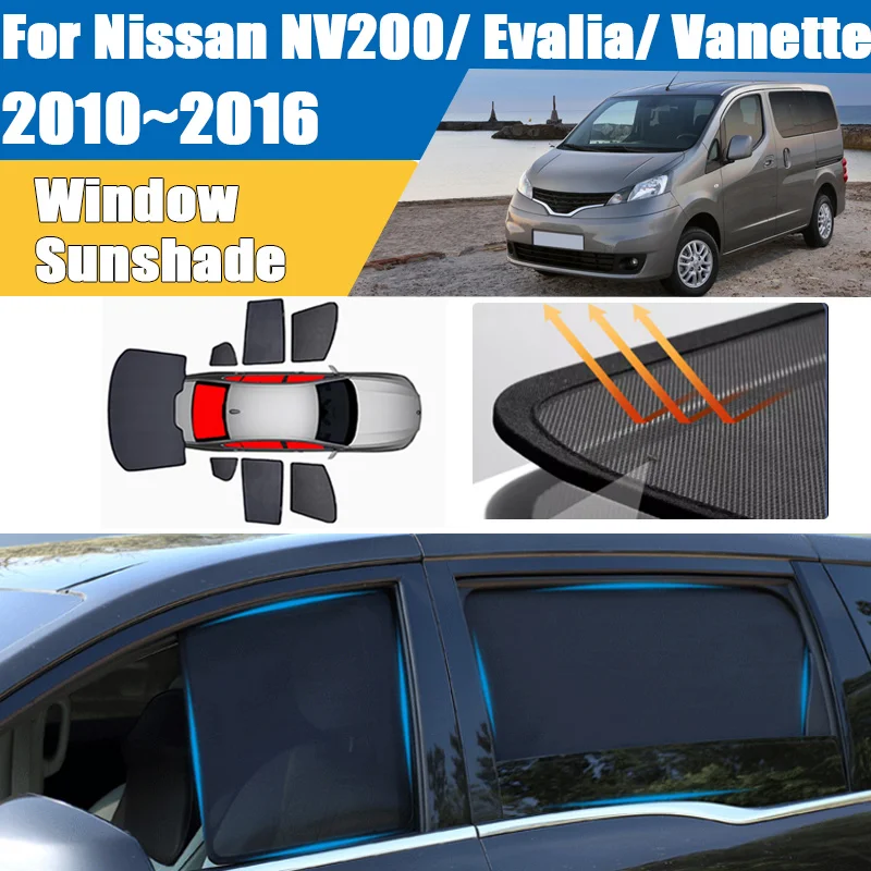 Car Sun Shade For Nissan NV200 Evalia Vanette 2010-2016 Blackout Mesh UV Protection Windshield Frame Curtain Auto Accessories