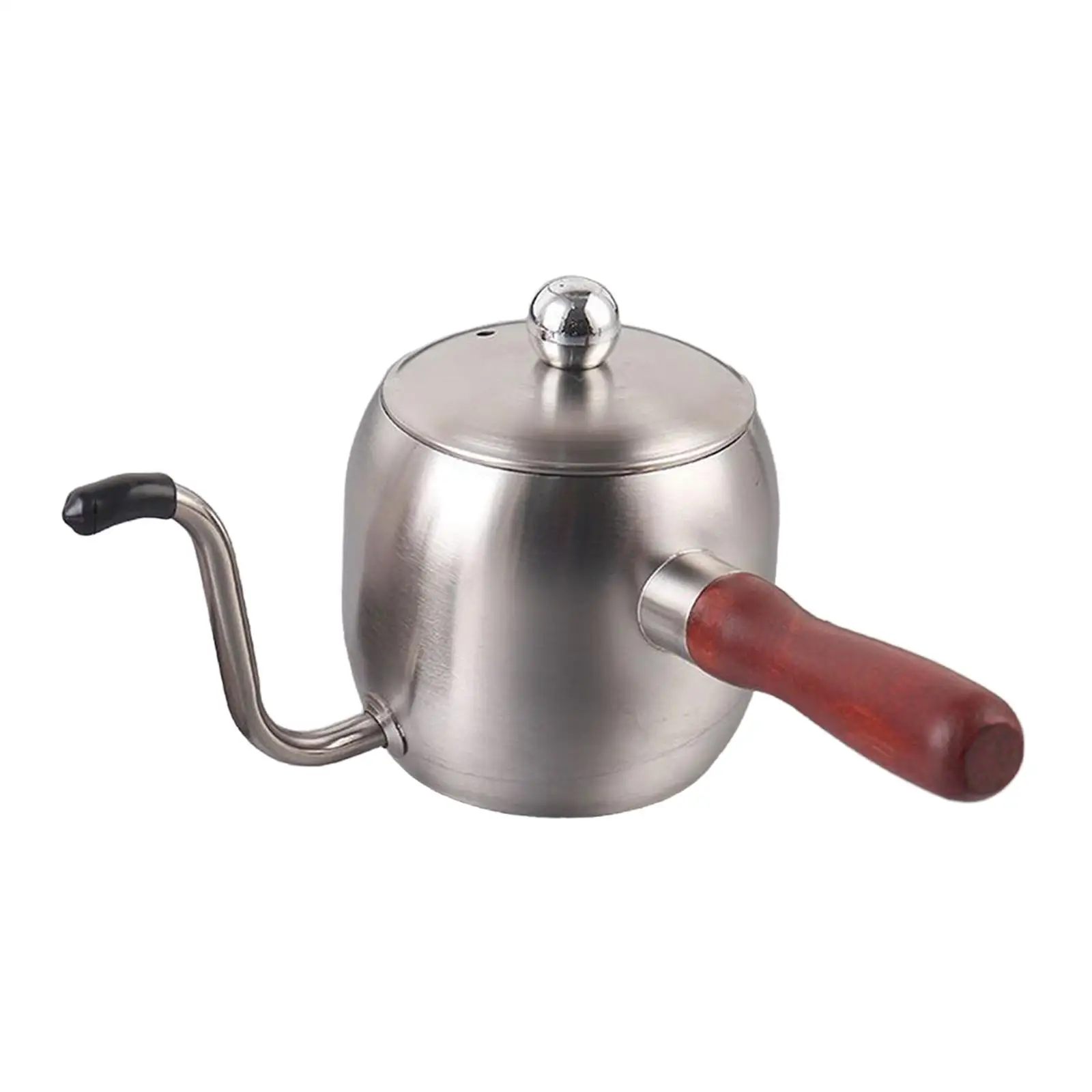 Coffee Pour over Kettle Gooseneck Nozzle Stainless Steel Drip Coffee Pot 500ml Ergonomic Wooden Handle Long Neck for Outdoor