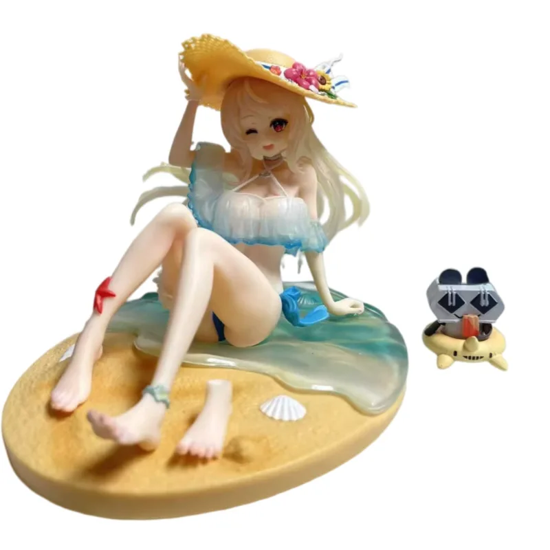 

Anime Straw Hat Girl Figure 15cm PVC Beach Sitting Pose Statue With Mini Companion Desktop Decor For Anime Game Otaku Collection