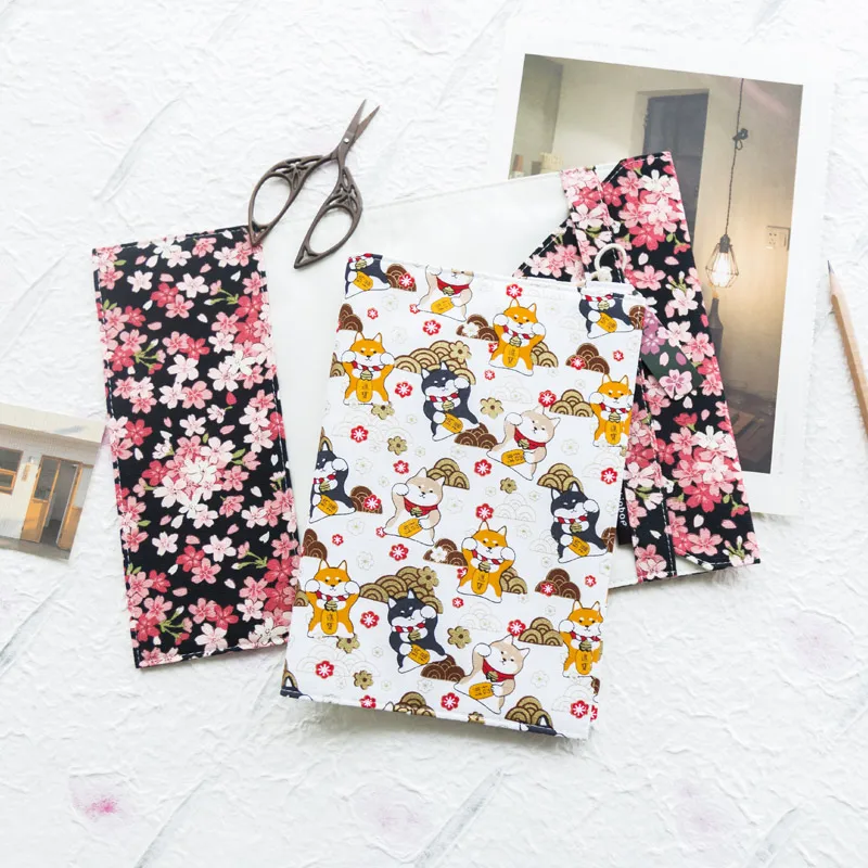 Kinbor A6 Vải Ốp Lưng Tủ Sách A5 Notebook Bao Da Quyển Sách Cho Bìa Mềm Core Bảo Vệ Hoa Anh Đào Tủ Sách Bảo Vệ