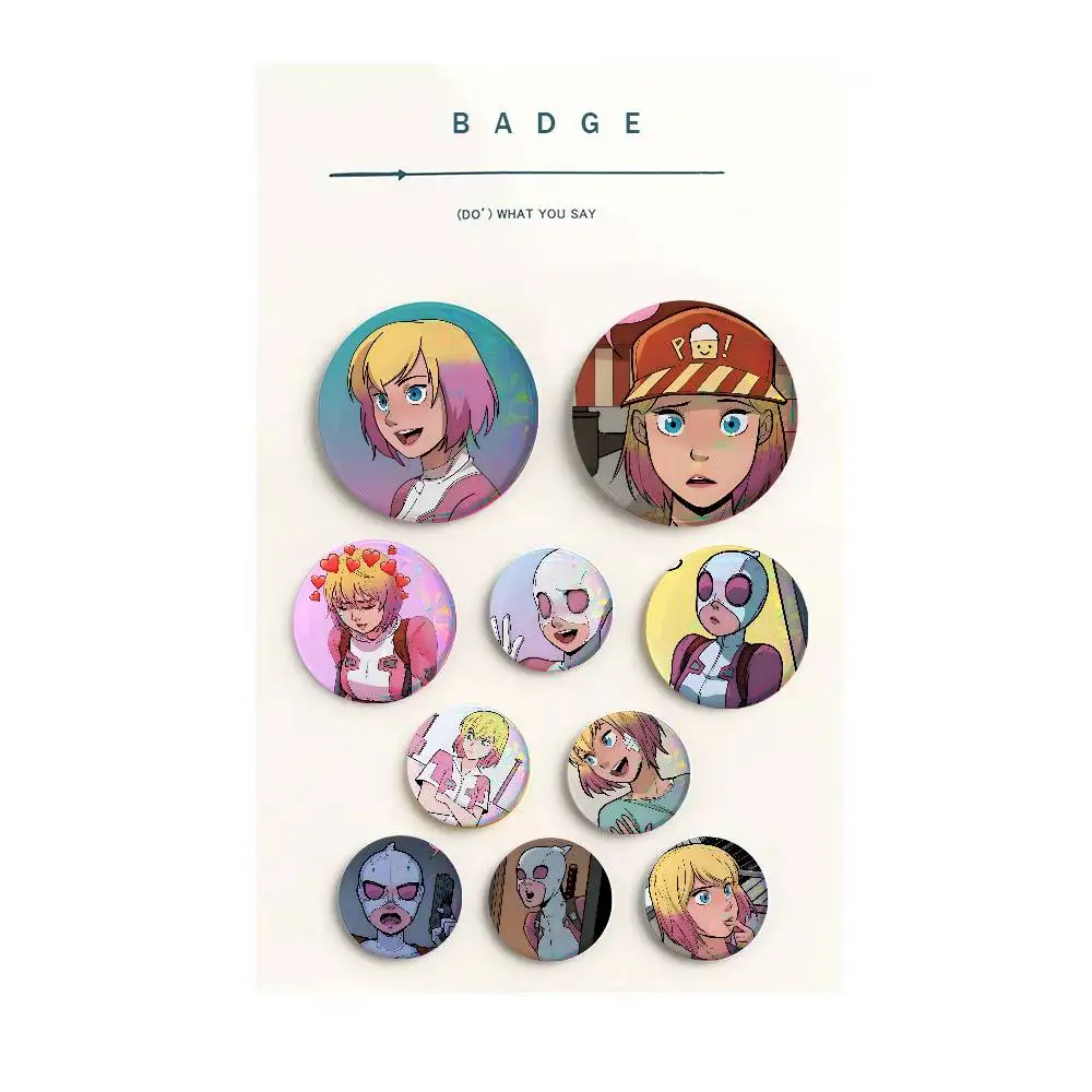 Gwenpool Cute Cool Round Pin Badge Set for Anime Game Music Cartoon Fans Backpack Denim Jacket Hat Decoration