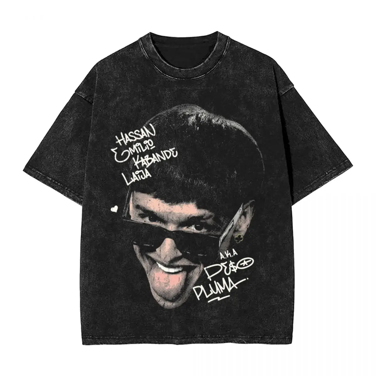 Промытая футболка мексиканское песо плюма голова поп-певица хип-хоп Новинка футболки уличная одежда с коротким рукавом летние топы для мужчин