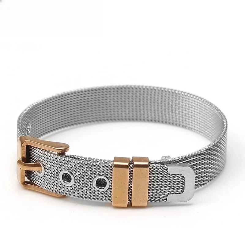 Stainless Steel Mesh 10mm Width Watch Belt Bracelets For Women Men Charm Mesh Bracelets Strap Bangle