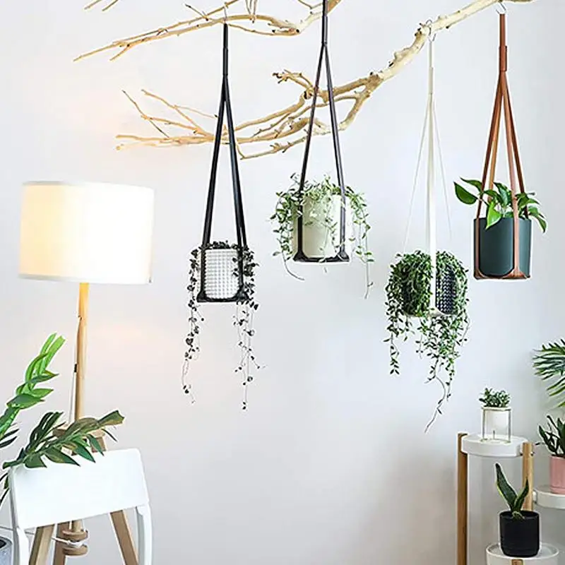 Handmade Macrame Plant Hanger Flower Pot Hanger Hanging Rope Braided Craft For Wall Decoration Countyard Garden Plant Holder