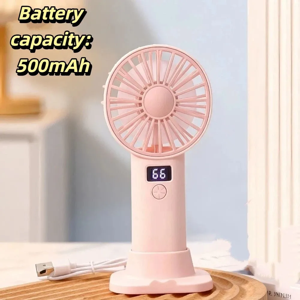 Mini Size Digital Display Fan Stable Base Lightweight USB Rechargeable Fan Compact Practical Design Cooling Fan Gift Giving