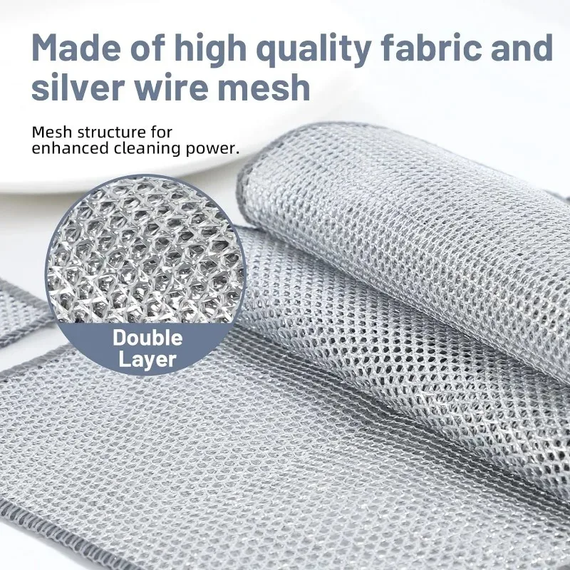 20/1x Double-sided Metal Steel Wire Rags Magic Thickened Home Kitchen Dishwashing Cleaning Cloth Towels Scouring Pads Wholesale