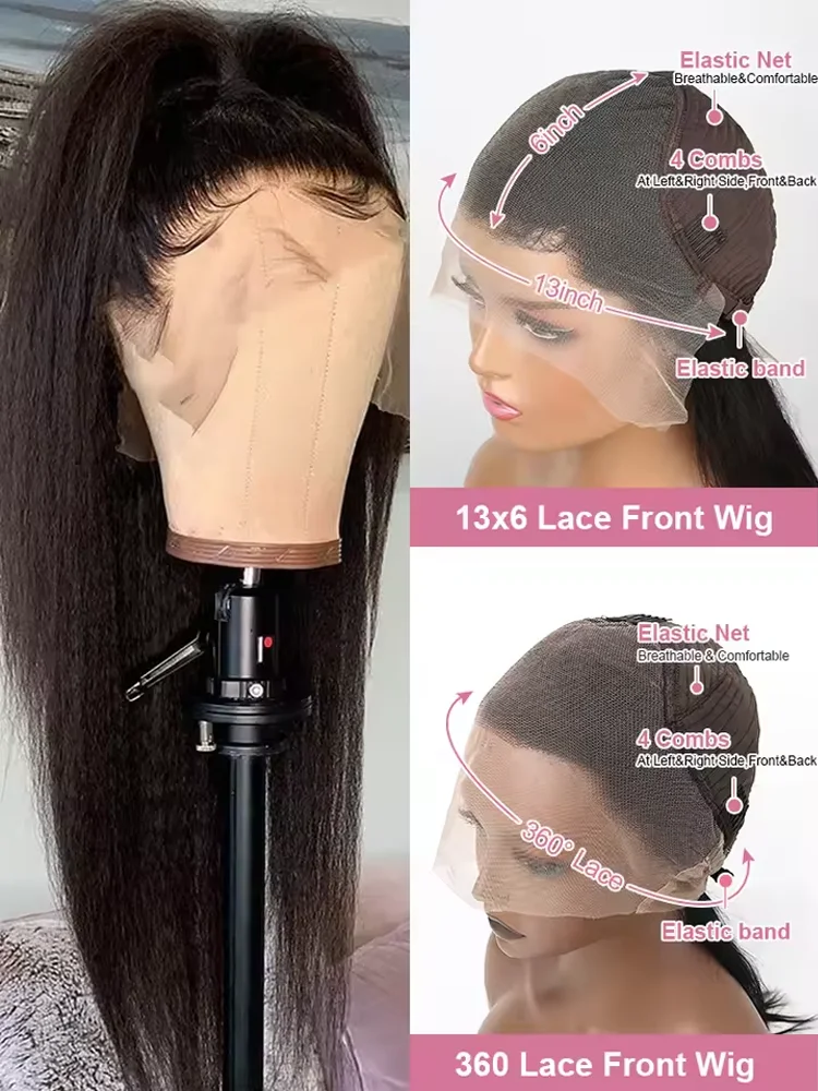 42 Inch 13x4 Lace Front Kinky Straight Wigs 200% Human Hair HD Transparent Straight Frontal Closure Hair Wigs 5x5 Glueless Wigs image 6