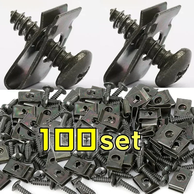 Motorcycle Screw Base Bayonet Clip Self-Tapping Screw U-Clip Car Conversion Clip Fender Bumper Protector Clip Screw for Car