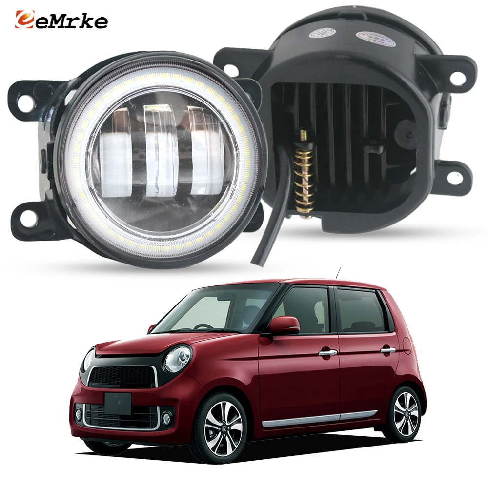 2Pcs White / Yellow Led Fog Lights 40W 50W with Angel Eye Car DRL Daytime Driving Running Lamp For Honda N-ONE JG1 JG2 2012-2020