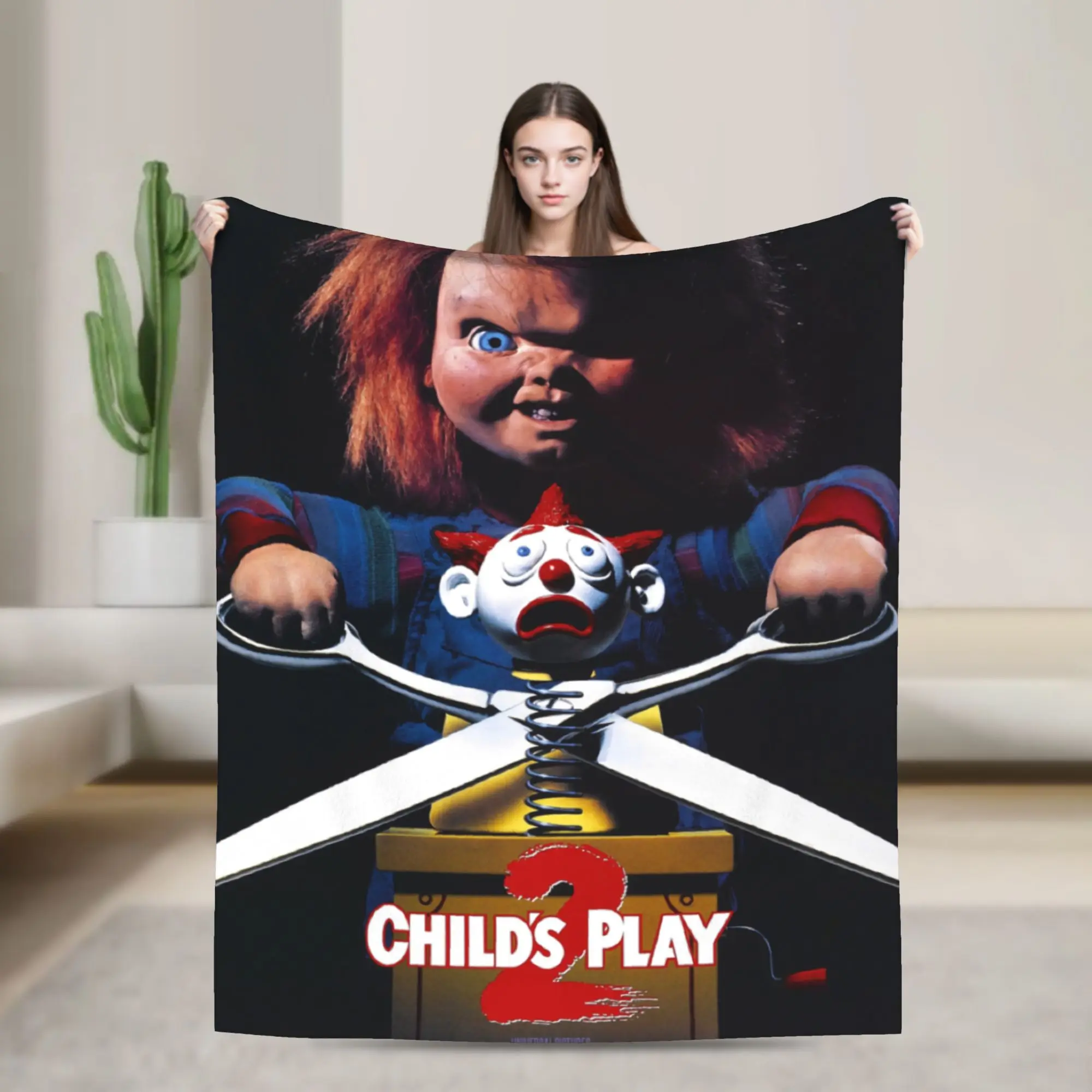 Halloween Movie Horror Chuckys Killer Doll Cult Movie Blanket Fleece Multi-function Soft Throw Blankets for Bed Office Rug Piece