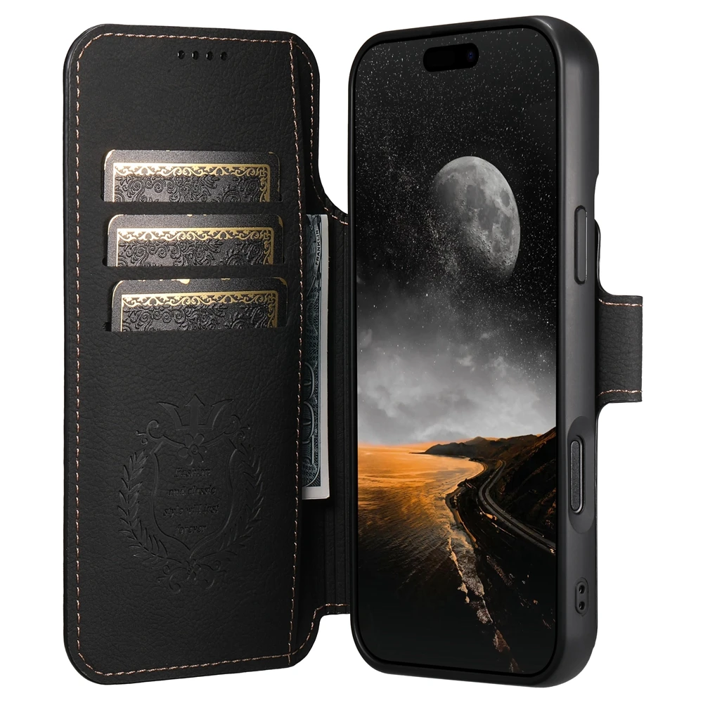 Magnetic Card Leather Case for iPhone 18 17 16 Pro Max 15 14 13  Advanced SenseShell All-inclusive Wear-resistant Anti-drop Case - view 4