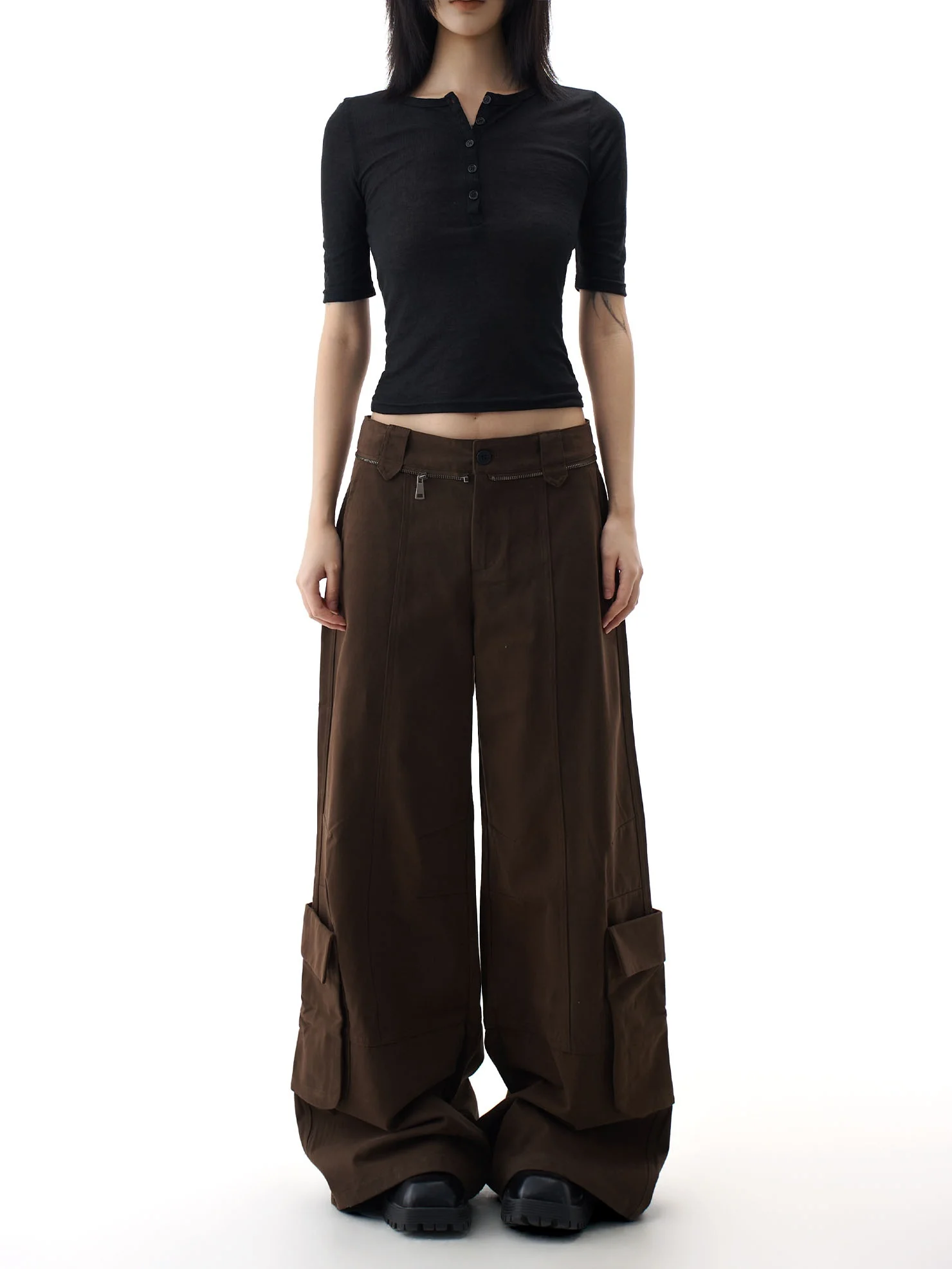 

Женские повседневные брюки Ce Brown Large ket Workwear для осени и зимы, свободные, прямые, широкие, в американском стиле