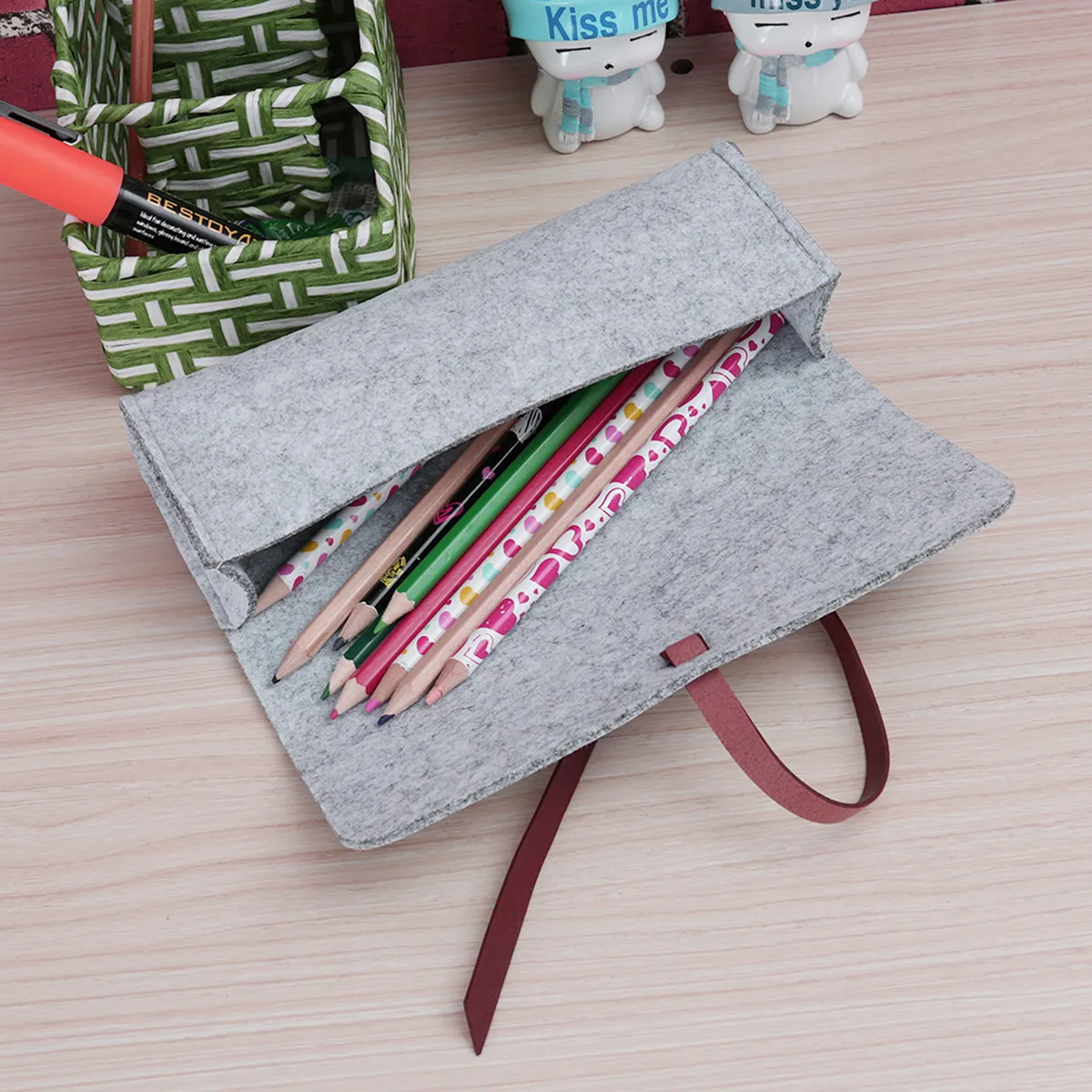 

Набор из 3-х войлочных органайзеров для канцелярских принадлежностей, многофункциональный пенал-косметичка для школьных и офисных принадлежностей, светло-серый