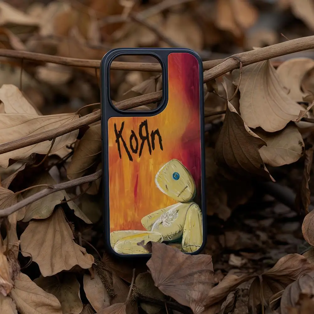 

K-Korn Band Phone Case For iPhone 17 16 15 14 13 12 Pro Max Plus Black Frame Acrylic Carbon Fiber Hard Shell
