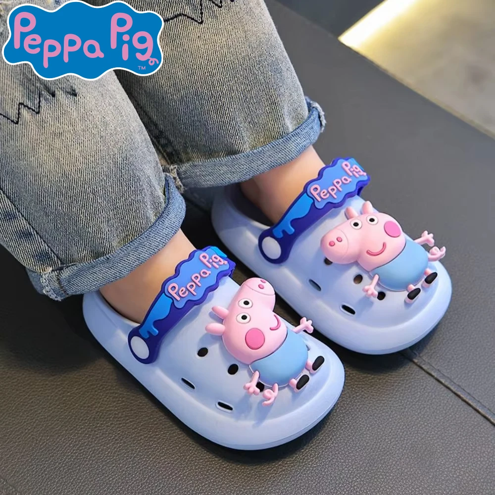 Kawaii Peppa Pig 15cm-19cm Children's Sandals Summer Cartoon Cute Soft Sole Breathable Non Slip Indoor Boy Girls Slippers Gifts